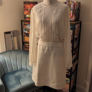 Reiss White Lace Silk Blouse Dress